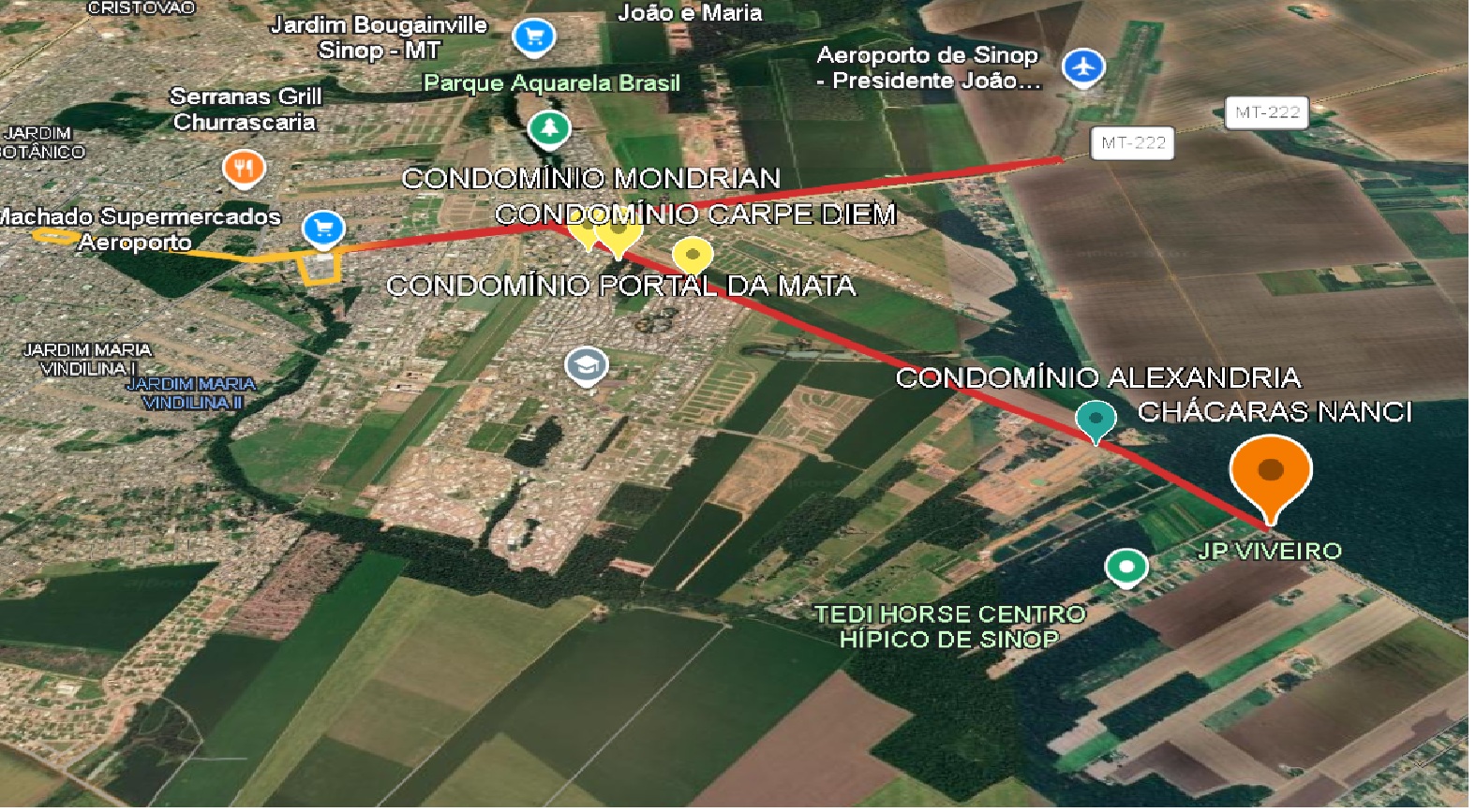 Vista aérea das Chácaras Nanci